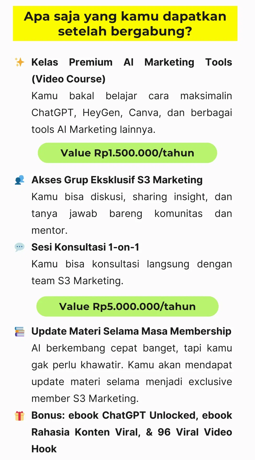 Apa yang kamu dapat setelah bergabung